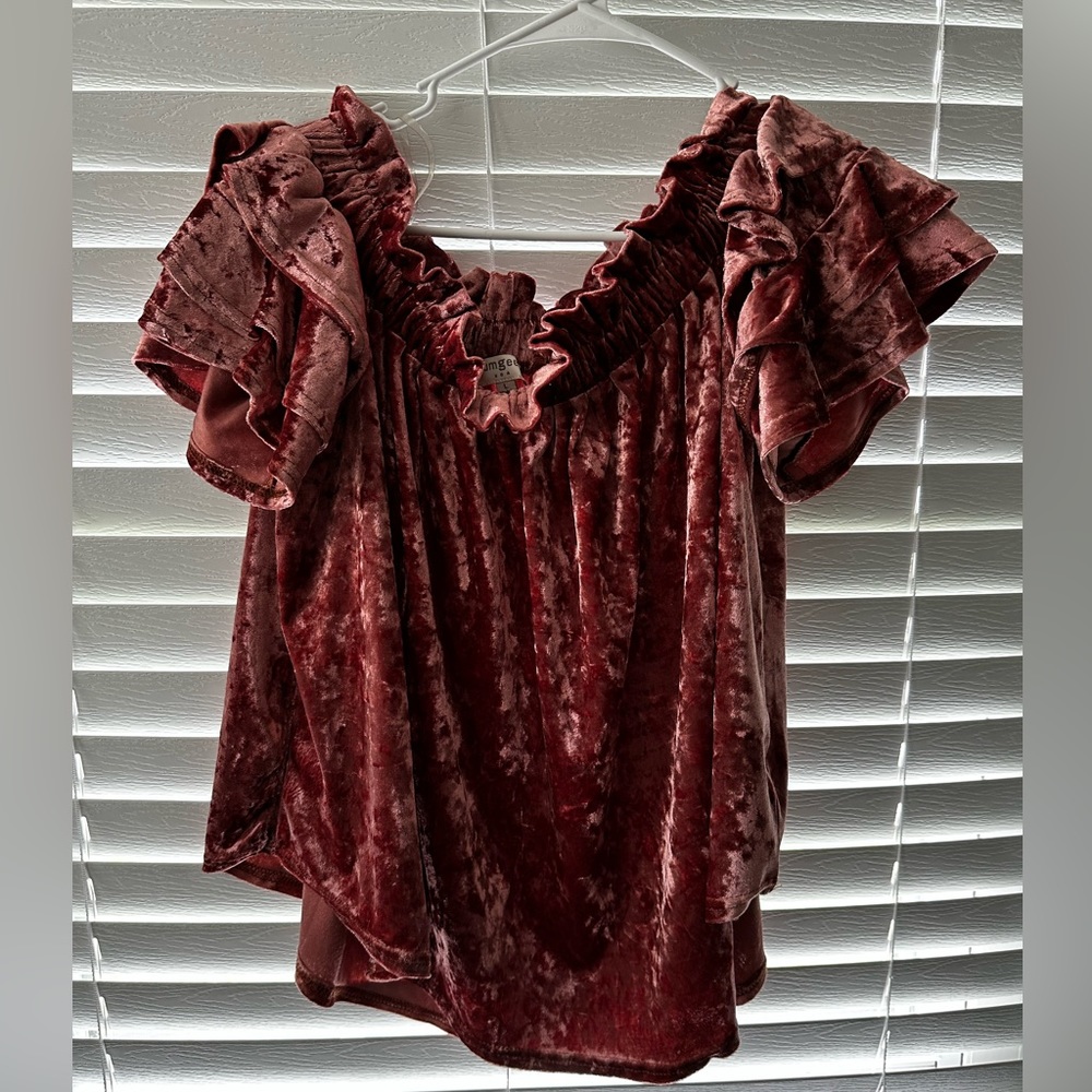 Umgee Velvet Off the Shoulder blouse. Size large